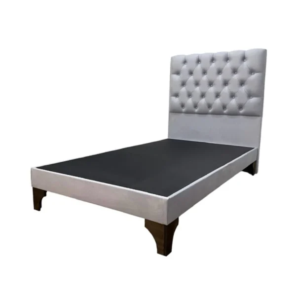 Base De Cama Americana Con Respaldo Capitoné 1.5 Plazas Felpa