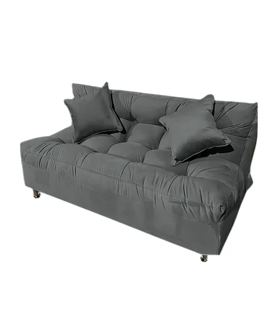 Futón Globo 2 Cuerpo Lino Incluye 2 Puff