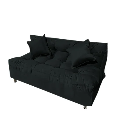 Futón Globo 2 Cuerpo Eco Cuero (Pu) Incluye 2 Puff