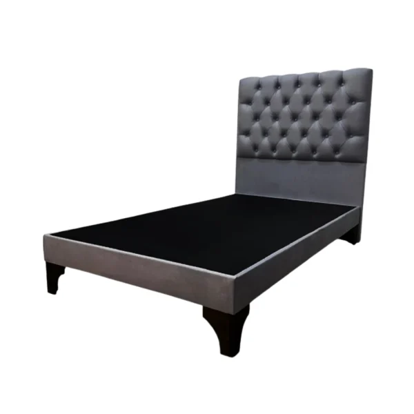 Base De Cama Con Respaldo Capitoné 1 Plaza Lino